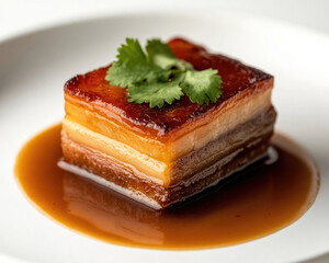 Braised pork dish close up