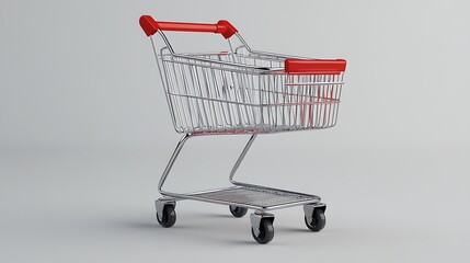 Empty shopping cart on light gray background