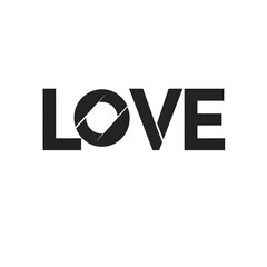 Fototapeta premium Minimal Black Love Text with Modern Design 