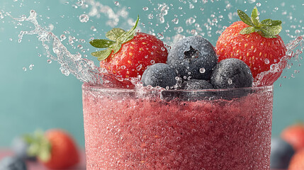 Delicious berry smoothie with splash