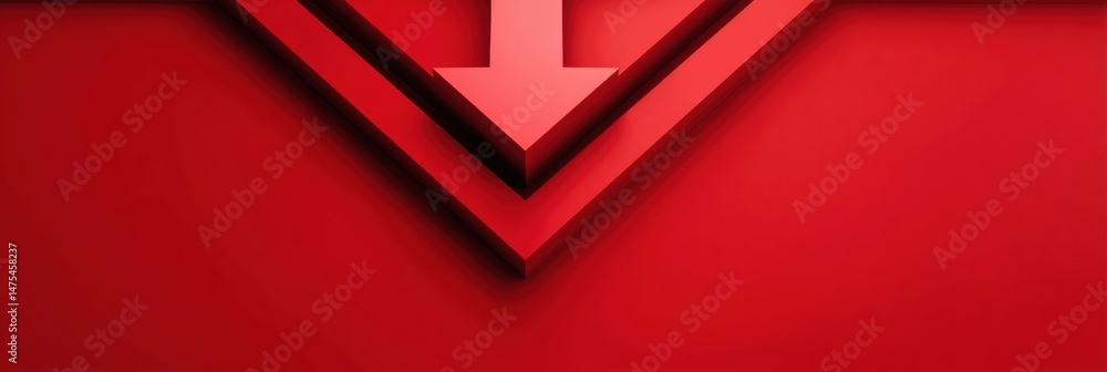 Aufkleber 3D Red Arrow Design Pointing Down With Central Text Space Suitable for Various Digital Applications and Presentations