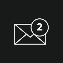 Email with Notification Number Two on Black Background