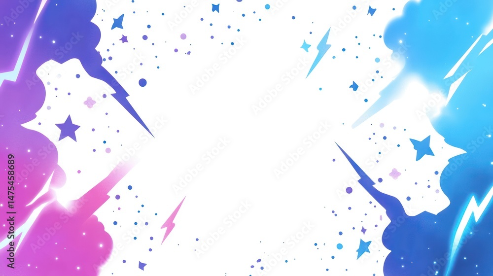 Poster abstract background with stars and lightning