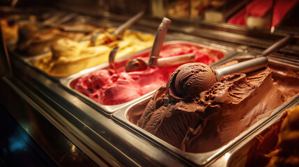 Flavors of gelato display