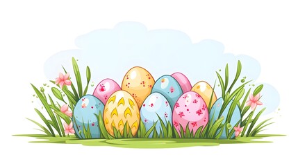 Elegant Empty Easter Card with Pastel Colored Eggs for Festive Greetings