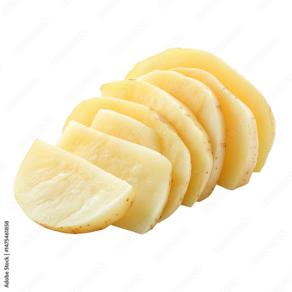 Poster raw potato slices isolated on a transparent background for culinary use and food preparation, raw po