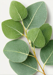 Close up eucalyptus leaves on branch