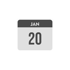 calender icon, 20 january icon with white background