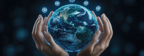 Hands holding earth globe