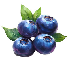 Obraz premium Fresh ripe blueberries with green leaves ready for picking in a natural setting, Fresh ripe sweet blueberries with leaves