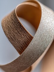 Macro Shot of a Ribbon Loop With a Textured Paper Design Against a Blurred Background Highlighting Its Graceful Form and Elegant Lines