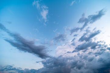 Naklejka premium Dark, stormy clouds over the city after a thunderstorm, Jette, Brussels capital region, Belgium