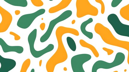 Abstract Green Seamless Background with Orange Geometric Shapes - Professional Modern Design