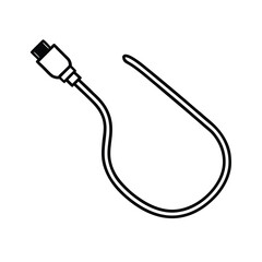 outline of a charging cable black line art vector
