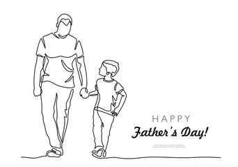 Fathers Day Line Art Illustration. Father and Baby Continuous One Line Drawing. Happy Family Minimalist Illustration.  Editable stroke.