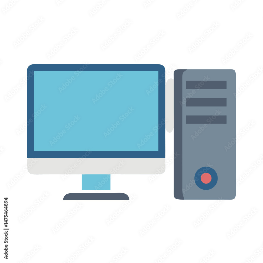Poster flat design desktop computer on a black background