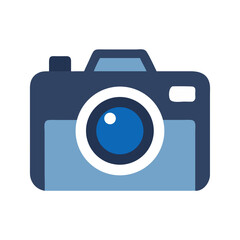 Blue Camera Icon Illustration on Black Background