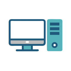 Desktop computer icon vector, business and technology illustration