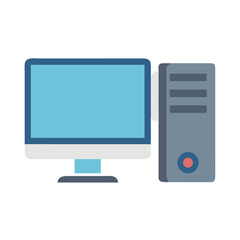 Flat design desktop computer on a black background