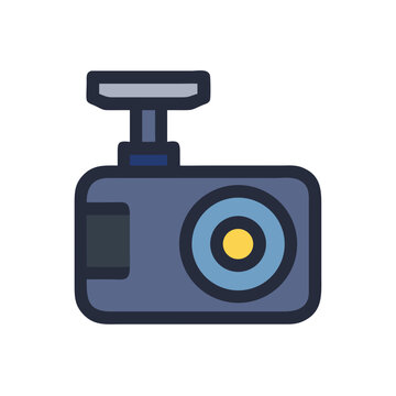 Dashcam icon, car camera illustration with black background