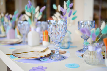 Purple birthday decor for children party