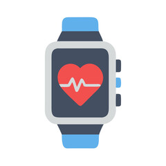 Smartwatch displaying heart rate monitor on black background