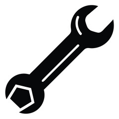 Spanner wrench in solid black, showcases tool's hexagonal and rounded grip ends effectively