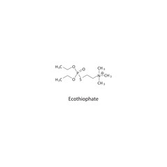 Ecothiophate skeletal structure. Irreversible acetylcholinesterase inhibitor (organophosphate) compound schematic illustration. Simple diagram, chemical formula.