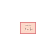 Methacholine skeletal structure. Cholinergic agonist (Selective muscarinic agonist) compound schematic illustration. Simple diagram, chemical formula.