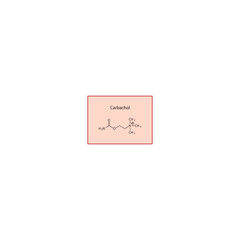 Carbachol skeletal structure. Cholinergic agonist (Muscarinic and nicotinic agonist) compound schematic illustration. Simple diagram, chemical formula.
