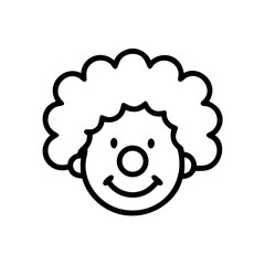 Cartoon clown face smiling with curly hair on a white background  