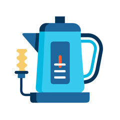 Blue electric kettle isolated on black background illustration