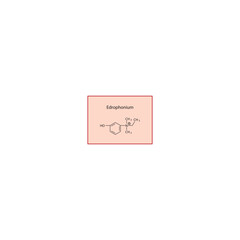 Edrophonium skeletal structure. Reversible acetylcholinesterase inhibitor (short-acting) compound schematic illustration. Simple diagram, chemical formula.