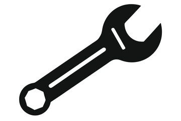 Isolated black wrench provides an industrial solution and shows equipment strength for many mechanical needs