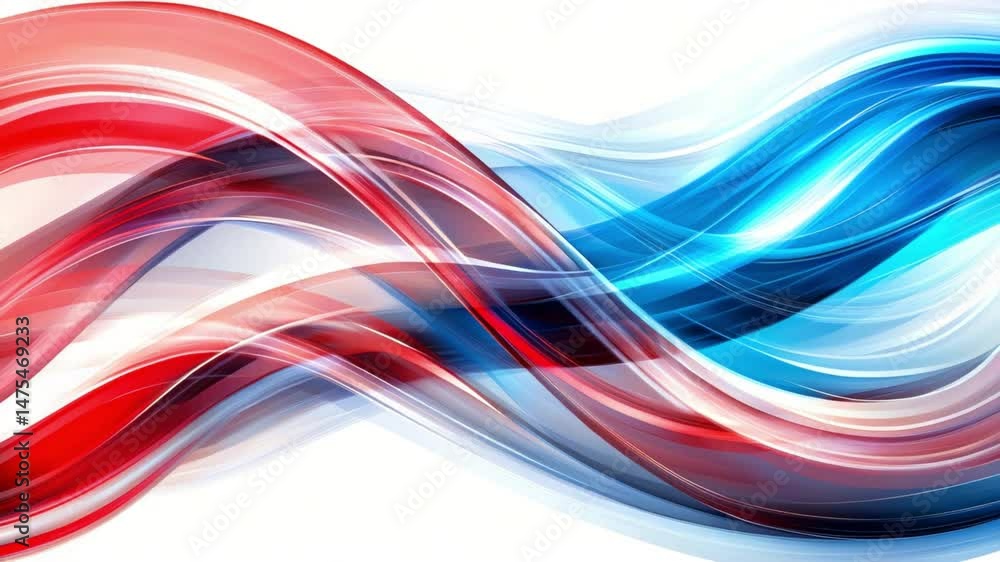 Poster abstract wave motion: a dynamic interplay of vibrant red and blue flowing lines creates a visually s