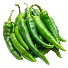 Fresh Green Chili Peppers Isolated On Transparent Background. Green Chili Peppers PNG.