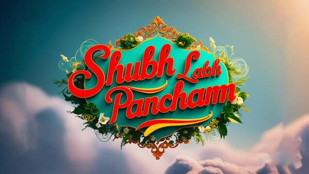 Happy Shubh Labh Pancham: Creative Greeting Banner Template Design.