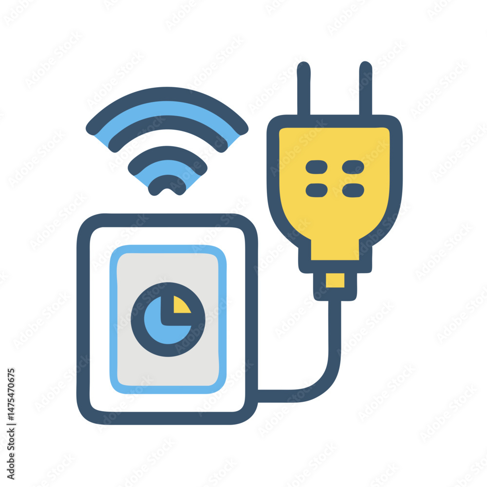 Poster smart plug automation icon with wireless connection