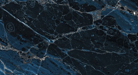 Obraz premium Black and blue marble stone background, fossil texture