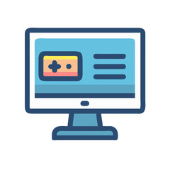 Computer icon showing videogame design on website screen