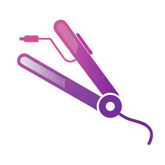 Pink and Purple Hair Straightener Icon on Black Backdrop