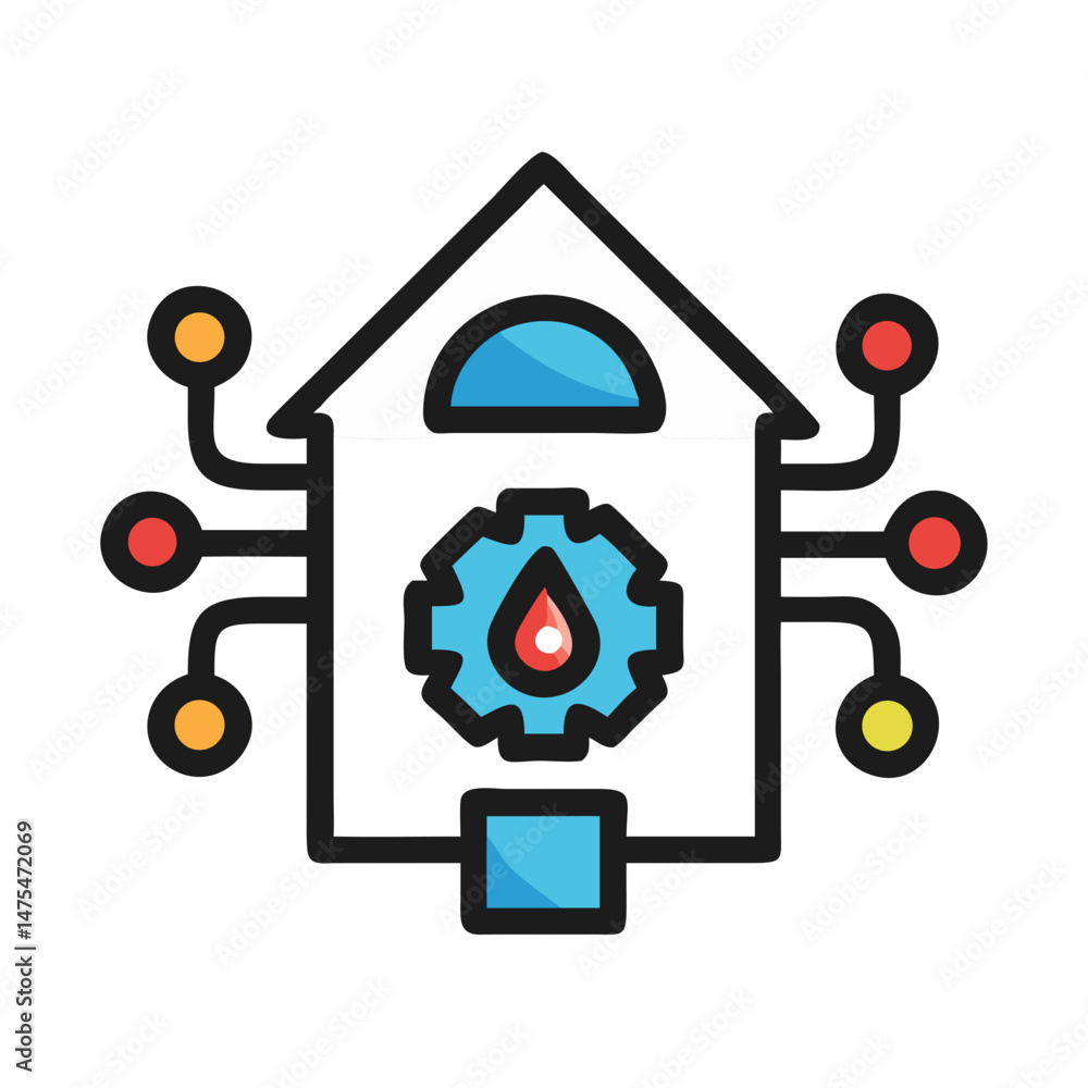 Poster smart home automation system with central control icon