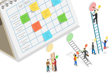 3D Isometric Flat  Illustration of Financial Goals, Financial Risk Management
