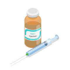 3D Isometric Flat  Illustration of Anti-aging Therapy, NAD, Vital Molecule For Energy