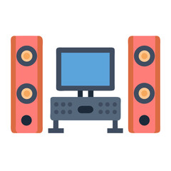 Retro entertainment system with television and speakers vector