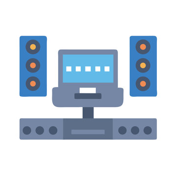 Music Studio Set-up: Speakers, Monitor and Amplifier Graphic