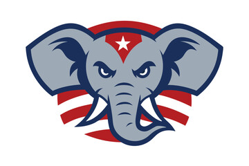 Angry Elephant Head Mascot in USA Colors 