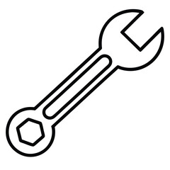 A wrench outline featuring both an open end and a hexagonal box demonstrates versatility