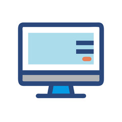 Modern Computer Icon: Monitor Displaying Data on Black Background