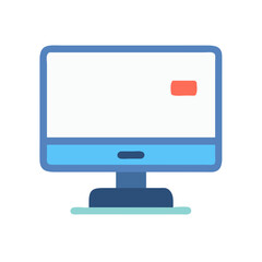 Computer monitor icon, blue screen and single red box
